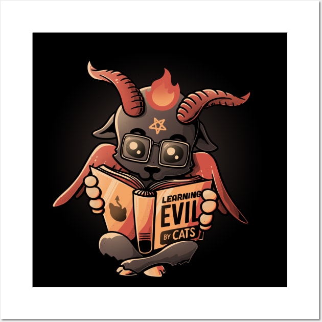 Learning Evil - Cute Baphomet Book Cat Gift Wall Art by eduely